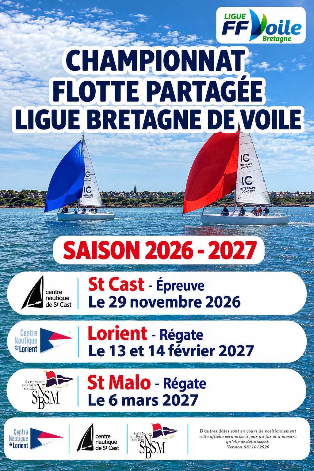 Affiche flotte partagée 2026-2027 -au 14oct Trophée habitable Côtes d'Armor 2026 à Trégoe, Paimpol, Bréhat, Rance et Baie de Saint-Brieuc